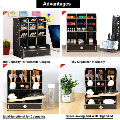 EcoWood Desk Organizer – Organizador de Escritorio Multifuncional de Madera