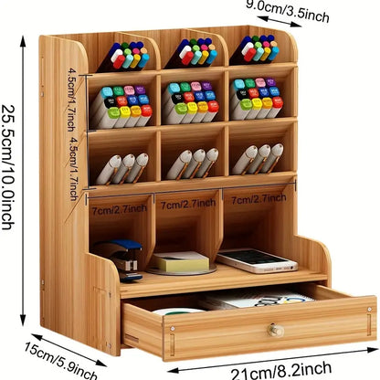 EcoWood Desk Organizer – Organizador de Escritorio Multifuncional de Madera