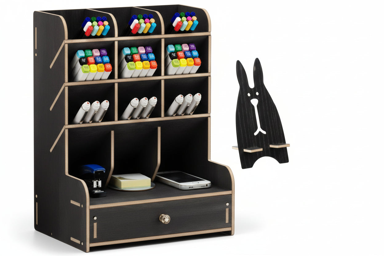 EcoWood Desk Organizer – Organizador de Escritorio Multifuncional de Madera